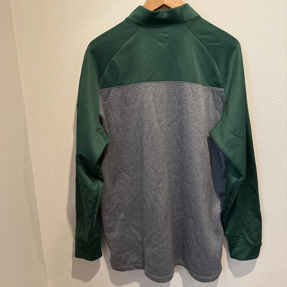 Nike Therma Fit 1/4 Zip‎ Golf Top Fleece Green Gray Mens Size XL